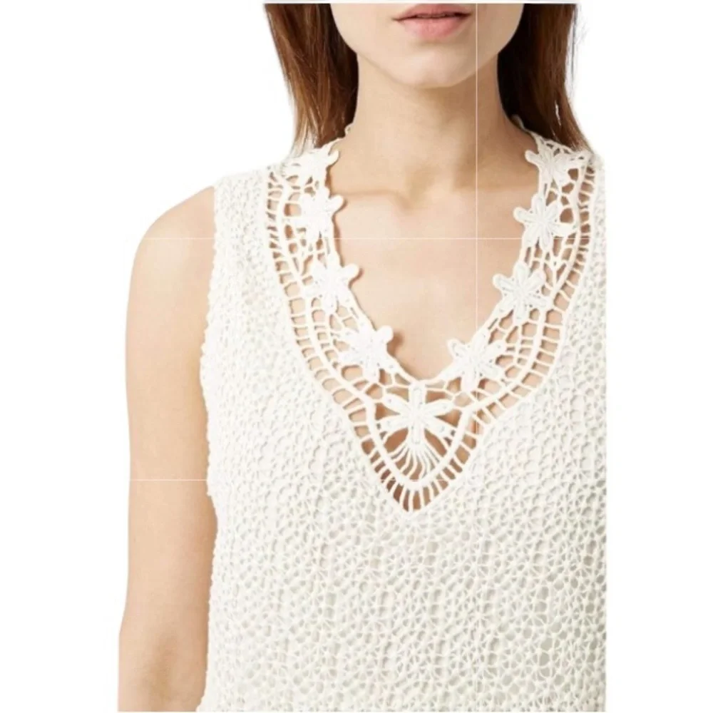 21. Top Shop Women’s Size 2 crochet mini dress ivory floral NWT - Picture 3 of 16